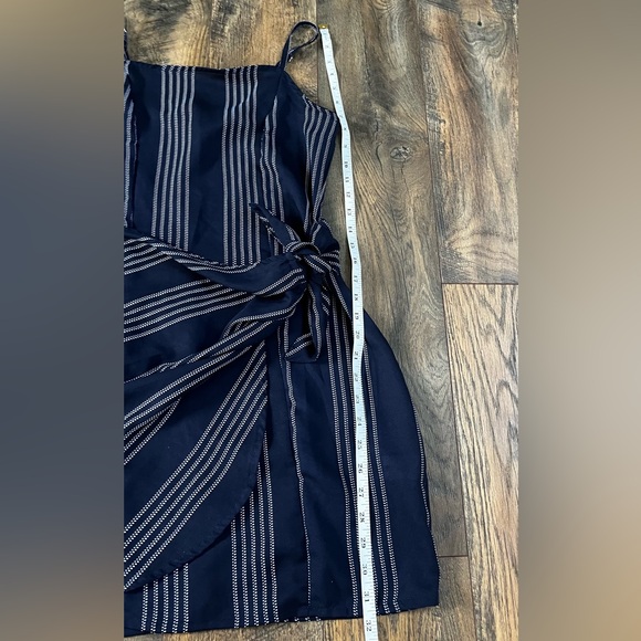 Derek Heart Mock Wrap Sleeveless Dress, Size Medium, Navy Blue and White - Picture 5 of 10